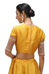 Buy_Mimamsaa_Yellow Crepe Embroidery Nimrit Bloom Border Woven Crushed Tissue Lehenga Set _Online_at_Aza_Fashions
