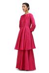 Buy_Mimamsaa_Fuchsia Cotton Silk Solid Round Kashvi Short Anarkali With Gharara _at_Aza_Fashions