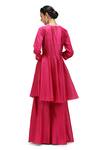 Mimamsaa_Fuchsia Cotton Silk Solid Round Kashvi Short Anarkali With Gharara _Online_at_Aza_Fashions