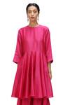 Shop_Mimamsaa_Fuchsia Cotton Silk Solid Round Kashvi Short Anarkali With Gharara _at_Aza_Fashions