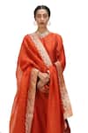 Shop_Mimamsaa_Orange Cotton Silk Solid Round Kusum Side Panel Kurta With Pant _at_Aza_Fashions