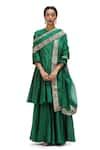 Shop_Mimamsaa_Emerald Green Cotton Silk Plain Round Seedh Short Anarkali With Flared Pant _Online_at_Aza_Fashions