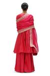 Mimamsaa_Fuchsia Cotton, Silk Round Neck Deep Short Anarkali With Flared Pant _Online_at_Aza_Fashions