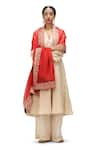 Buy_Mimamsaa_Ivory Tissue Silk Solid V-neck Atreyi Puff Sleeve Anarkali With Pant _at_Aza_Fashions