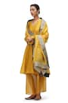 Shop_Mimamsaa_Yellow Tissue Silk Textured Sequin Saesha Short Anarkali With Scallop Hem Pant _Online_at_Aza_Fashions