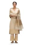 Buy_Mimamsaa_Ivory Chanderi Silk Woven Butti V-neck Rakhi Kurta Pant Set _at_Aza_Fashions