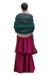 Shop_Mimamsaa_Emerald Green Organza Silk Woven Floral Applique Sneh Border Dupatta _at_Aza_Fashions