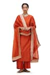 Buy_Mimamsaa_Orange Organza Silk Woven Floral Applique Mili Embellished Border Dupatta _at_Aza_Fashions