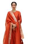 Shop_Mimamsaa_Orange Organza Silk Woven Floral Applique Mili Embellished Border Dupatta _Online_at_Aza_Fashions