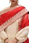 Shop_Mimamsaa_Red Organza Silk Woven Floral Applique Feba Brocade Border Dupatta _at_Aza_Fashions