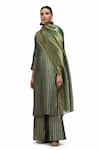 Buy_Mimamsaa_Green Brocade Silk Embroidered Patti V Neck Anokhi Work Kurta And Pant Set _Online_at_Aza_Fashions