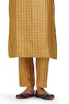 Buy_Mimamsaa_Yellow Brocade Silk Embroidered Patti V Neck Lakika Work Kurta And Pant Set _Online_at_Aza_Fashions