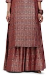 Buy_Mimamsaa_Red Brocade Silk Round Sannvi Handwoven Kurta And Flared Pant Set _Online_at_Aza_Fashions