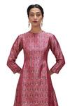 Shop_Mimamsaa_Magenta Brocade Silk Round Maan Kurta And Flared Pant Set _at_Aza_Fashions