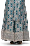 Buy_Mimamsaa_Blue Brocade Silk V Neck Vira A-line Floral Motif Kurta And Pant Set _Online_at_Aza_Fashions