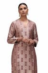 Buy_Mimamsaa_Purple Brocade Silk V Sharmila Handwoven Floral Motif Kurta And Flared Pant Set 