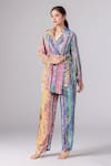 Saaksha & Kinni_Multi Color Printed Notched Lapel Jacket And Pant Co-ord Set _Online_at_Aza_Fashions