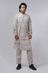 Buy_Son of A Noble Snob_Ivory Printed Abstract Bundi And Kurta Set _at_Aza_Fashions