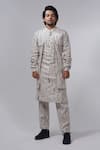 Son of A Noble Snob_Ivory Printed Abstract Bundi And Kurta Set _Online_at_Aza_Fashions