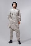 Buy_Son of A Noble Snob_Ivory Printed Abstract Bundi And Kurta Set _Online_at_Aza_Fashions