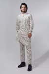 Shop_Son of A Noble Snob_Ivory Printed Abstract Bundi And Kurta Set _Online_at_Aza_Fashions