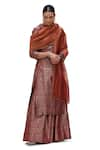 Mimamsaa_Red Brocade Silk Round Sannvi Handwoven Kurta And Flared Pant Set _at_Aza_Fashions