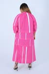 Shop_Leh Studios_Pink 100% Cotton Mandarin Collar Tape Tourist Raglan Sleeve Midi Dress _at_Aza_Fashions