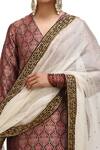 Buy_Mimamsaa_Ivory Organza Silk Embroidered Tikki Aksa Woven Dupatta 