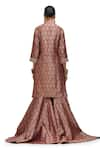 Shop_Mimamsaa_Pink Brocade Silk V Neck Alfi Motif Kurta And Gharara Set _at_Aza_Fashions