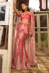 Buy_ISLIE BY PRIYA JAIN_Beige Kora Silk Embroidered Thread Cape Open Botanic Vine Mermaid Lehenga Set _at_Aza_Fashions