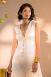 Buy_Amrood_Off White Satin Solid Glass Neck Front Tie Up Jumpsuit _Online_at_Aza_Fashions