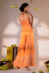 Shop_Amrood_Orange Satin Embroidery Blossom Halter Neck Jumpsuit _at_Aza_Fashions