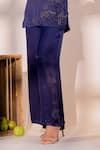 Amrood_Purple Satin Embroidery Beads Collared V Neck Fleur Top With Pant _Online_at_Aza_Fashions