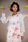 Shop_Amrood_Off White Satin Embroidery Bloom Garden Collared V Neck Top With Pant _Online_at_Aza_Fashions