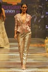 Buy_Rahul Singh_Pink Chanderi Silk Hand Embroidered Floral Wine Deep Plunge Top With Pant _at_Aza_Fashions