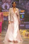 Rahul Singh_Pink Chanderi Silk Hand Embroidered Sequin Blazer Lapel Floral With Gown _at_Aza_Fashions