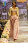 Buy_Rahul Singh_Pink Chanderi Silk Embroidery Thread Floral Blouse And Pant Set With Jacket _at_Aza_Fashions