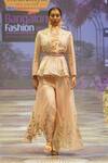 Rahul Singh_Peach Chanderi Silk Embroidery Thread Shawl Floral Stripe Jacket And Pant Set _Online_at_Aza_Fashions