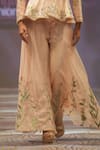 Rahul Singh_Peach Chanderi Silk Embroidery Thread Shawl Floral Stripe Jacket And Pant Set _at_Aza_Fashions