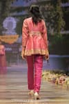 Shop_Rahul Singh_Pink Chanderi Silk Embroidery Thread Round Sequin Peplum Kurta And Pant Set _at_Aza_Fashions