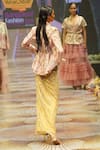 Shop_Rahul Singh_Gold Chanderi Silk Embroidery Thread Dress Plunge V Neck Stripe With Jacket _at_Aza_Fashions