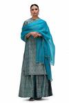 Buy_Mimamsaa_Blue Organza Silk Embroidered Sequin Pakeeza Scallop Hem Dupatta _at_Aza_Fashions