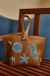 Buy_SASHE HOUSE_Brown Beads Coastal Ocean Elegance Embroidered Bag _at_Aza_Fashions