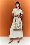 Shop_SASHE HOUSE_White Thread Royal Jungle Canvas Tote Bag _at_Aza_Fashions