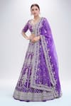 Buy_Anushree Reddy_Purple Raw Silk Embroidered Floral Cutwork Scoop Lehenga Set _at_Aza_Fashions