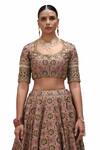 Shop_Mimamsaa_Purple Brocade Silk Embroidery Sequin Scoop Neck Channan Gul Bridal Lehenga Set 