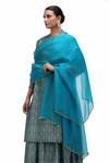 Shop_Mimamsaa_Blue Organza Silk Embroidered Sequin Pakeeza Scallop Hem Dupatta _at_Aza_Fashions