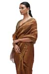 Shop_Mimamsaa_Brown Tissue Silk Woven Sequin Chandana Tikki Embellished Scallop Border Saree _Online_at_Aza_Fashions