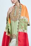 Debyani + CO_Green Chanderi, Silk Tassels, Embroidery Collared Short Kurta Set _at_Aza_Fashions