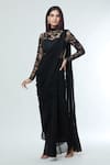 Vivek Patel_Black Georgette Embellished Resham High Yoke Saree Gown _at_Aza_Fashions